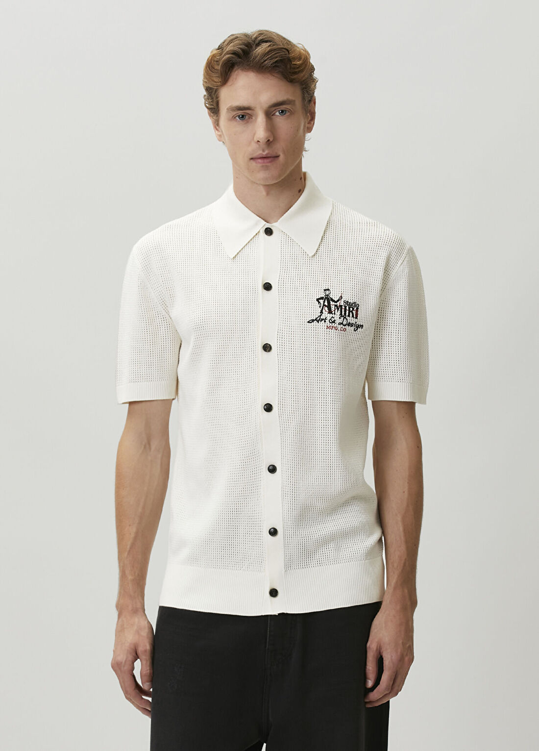 Amiri Studio Beyaz Polo Örgü Gömlek