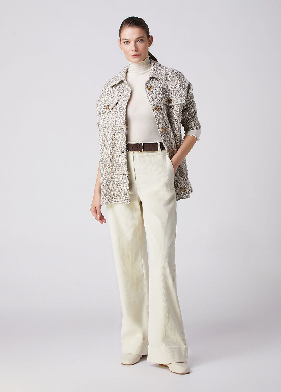 Beymen Collection Kırık Beyaz Kadife Pantolon