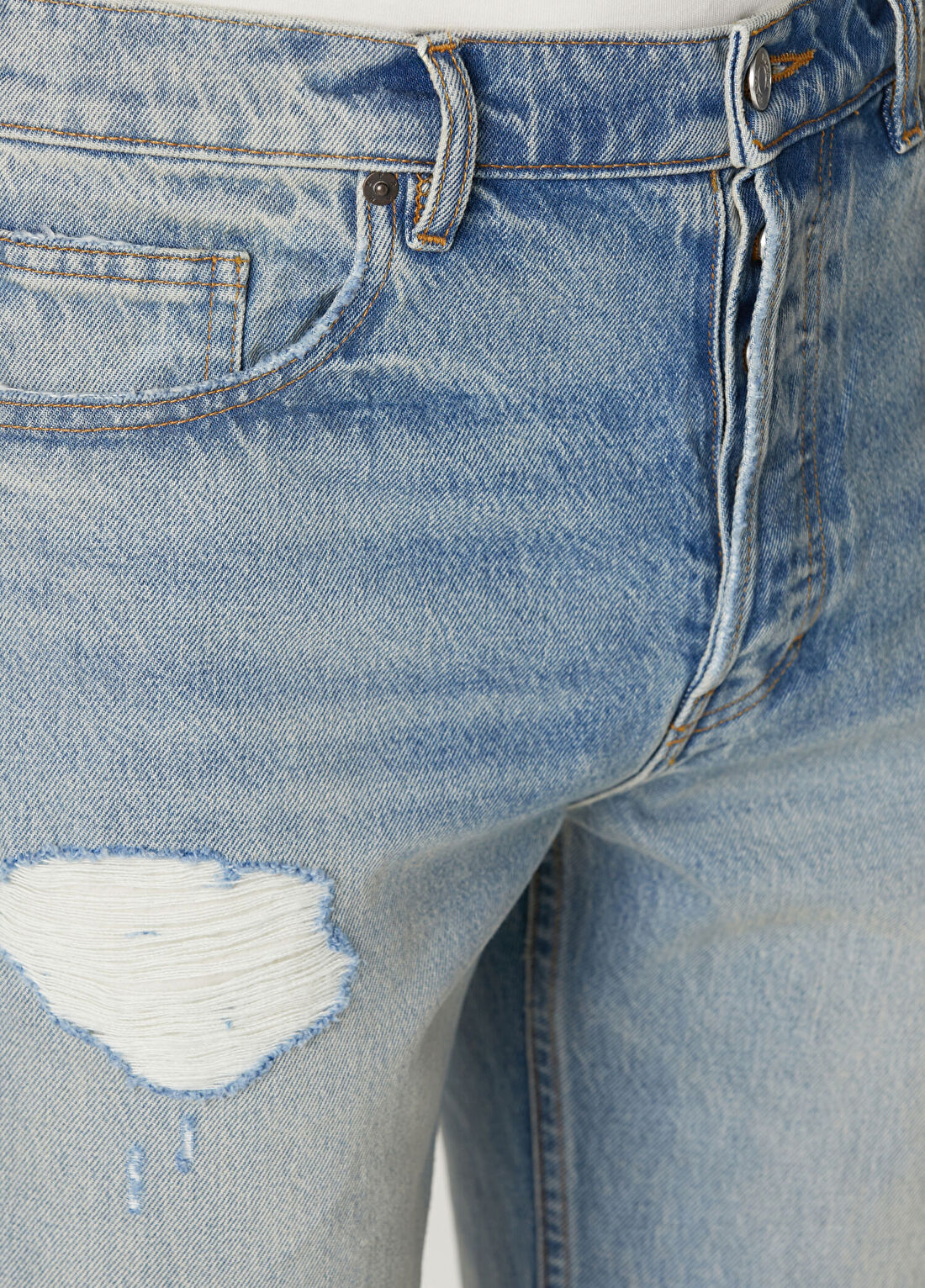 Frame Denim Açık Mavi Yıpratma Detaylı Jean Pantolon görsel 4