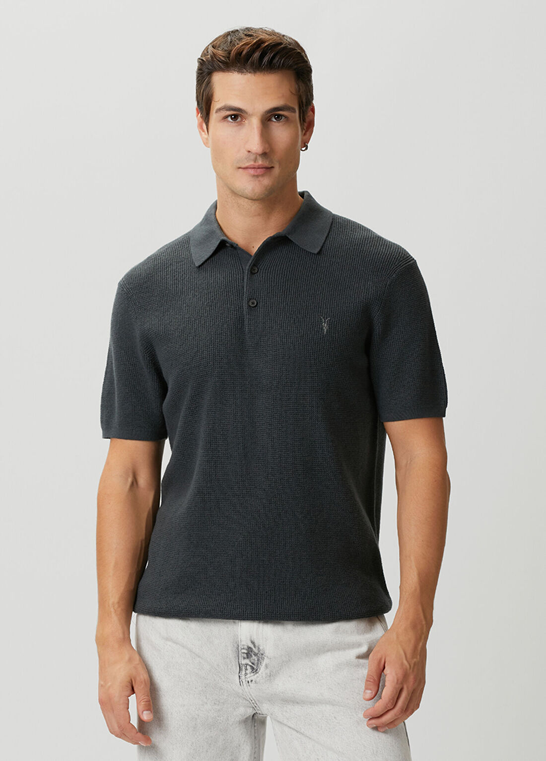 AllSaints Regular Fit Aspen Lacivert Polo Yaka T-shirt