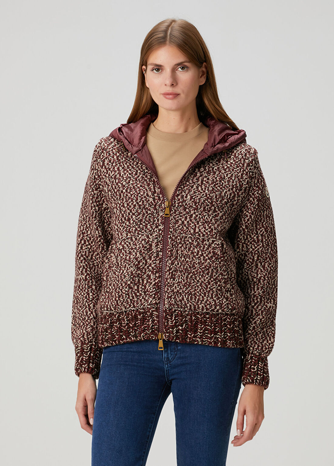 Moncler Bordo Kapüşonlu Yün Hırka görsel 3