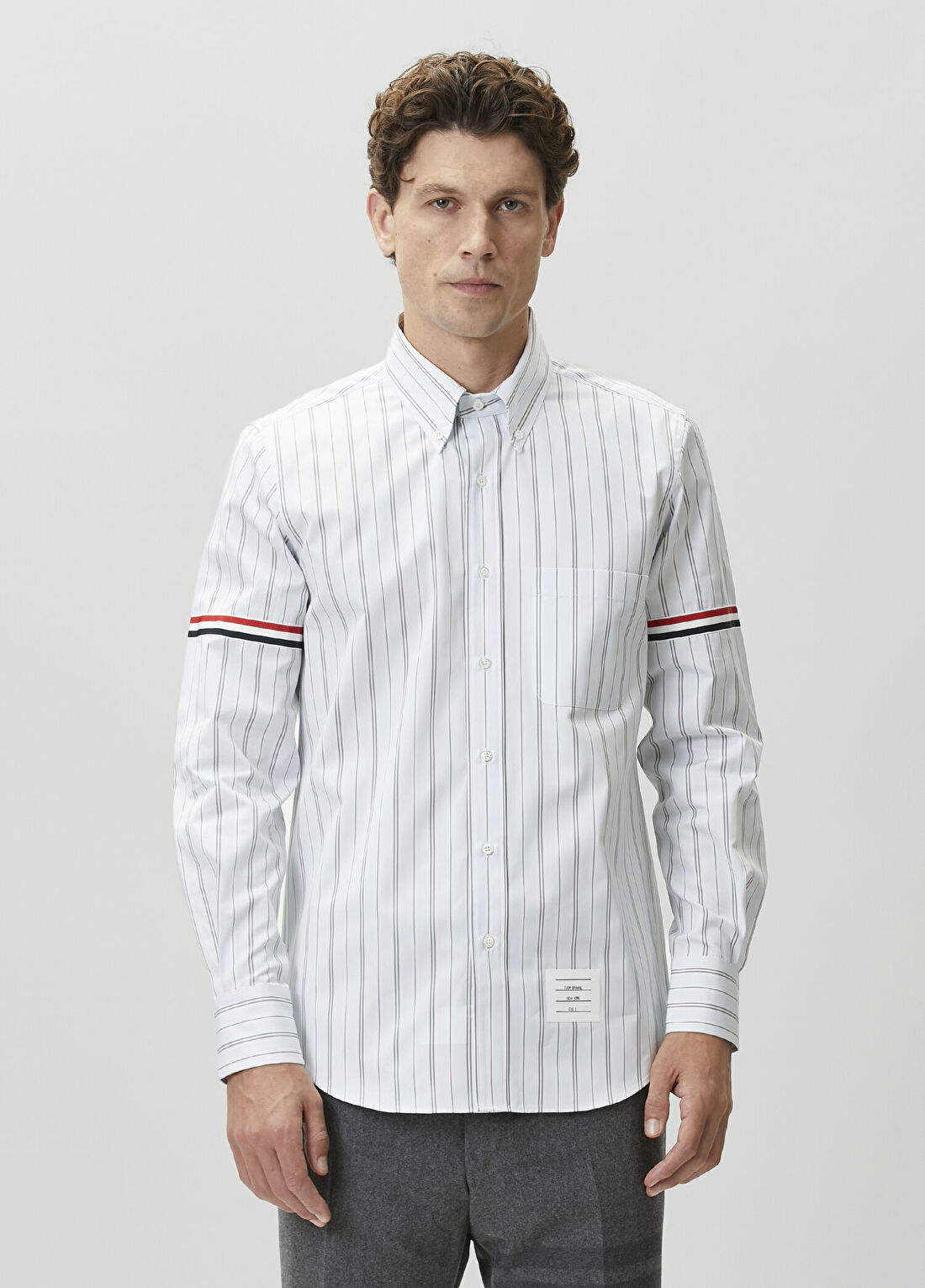 Thom Browne Mavi Çizgi Desenli Gömlek