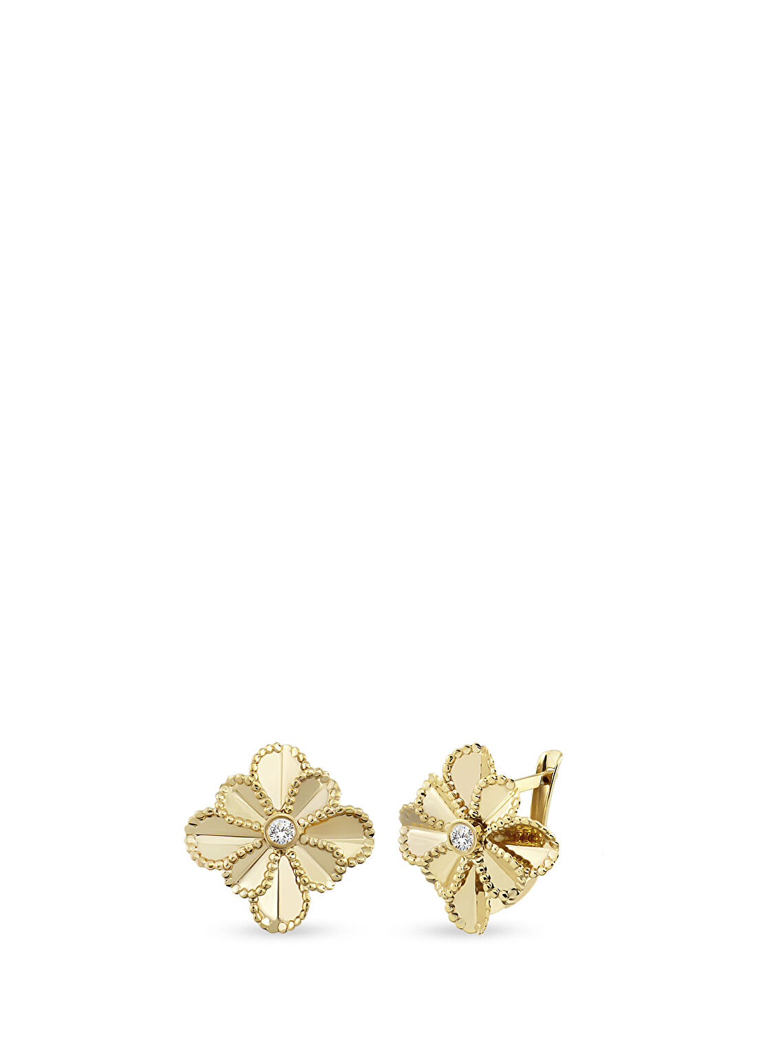 Orena Jewelry Pırlanta Lotus 14 Ayar Altın Kadın Küpe