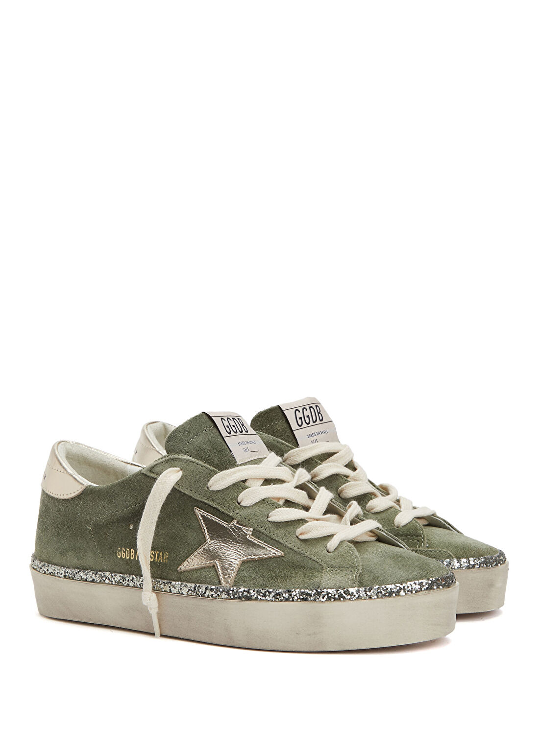 Golden Goose Hi Star Haki Kadın Deri Sneaker görsel 2