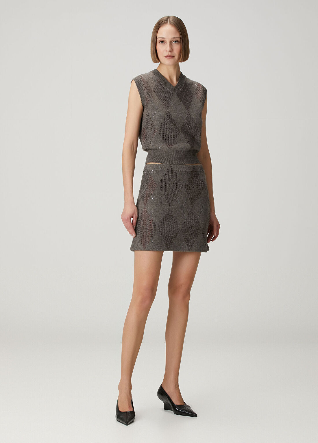 Alexander Wang Kahverengi Hotfix Mini Triko Etek