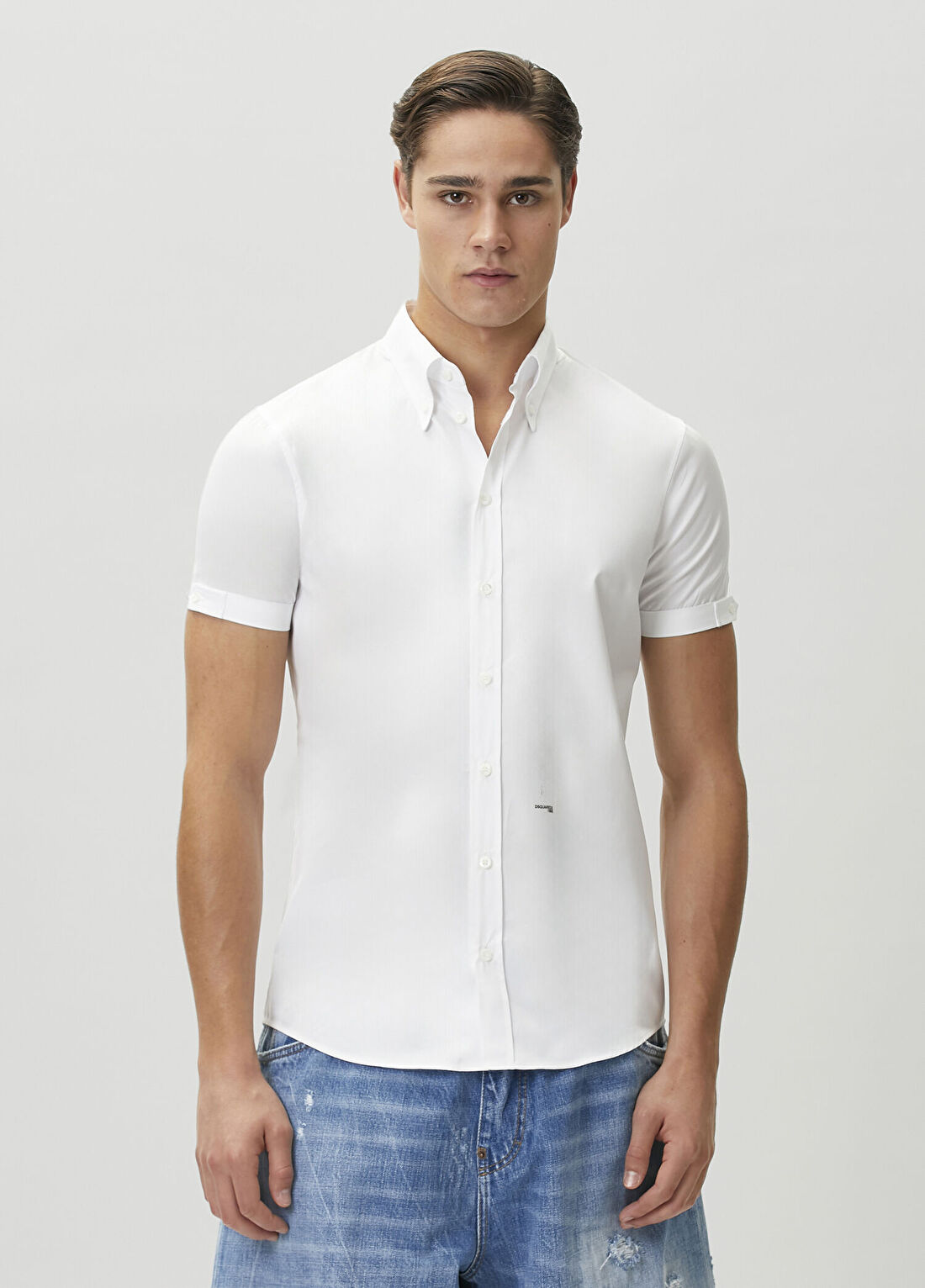 Dsquared2 Easy Slim Fit Beyaz Kısa Kollu Gömlek