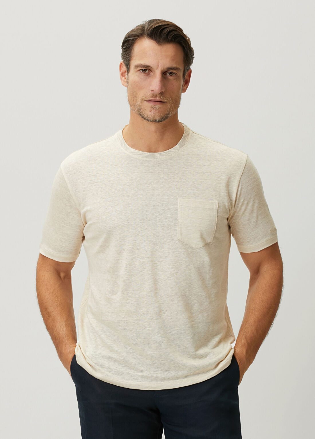 Ralph Lauren Purple Label Bej Keten T-shirt