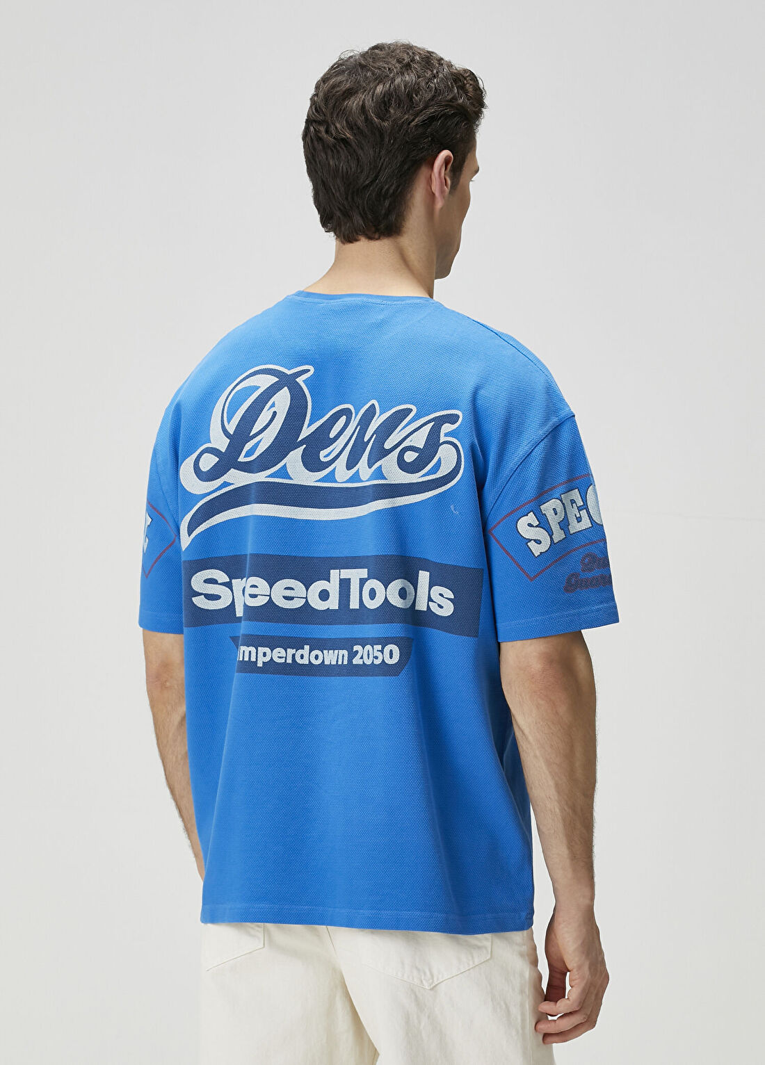 Deus Ex Machina Floodmark Mavi Beyaz Oversized T-shirt görsel 4