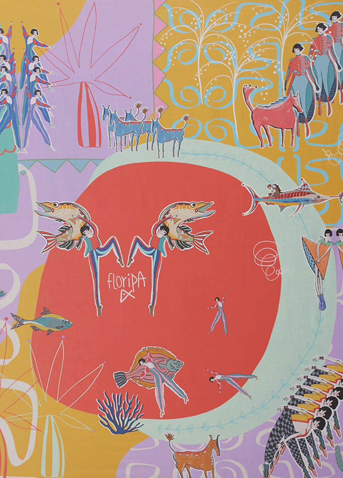 Floripa Artworks Freddy Baskılı Pamuklu Kadın Pareo Şal görsel 2