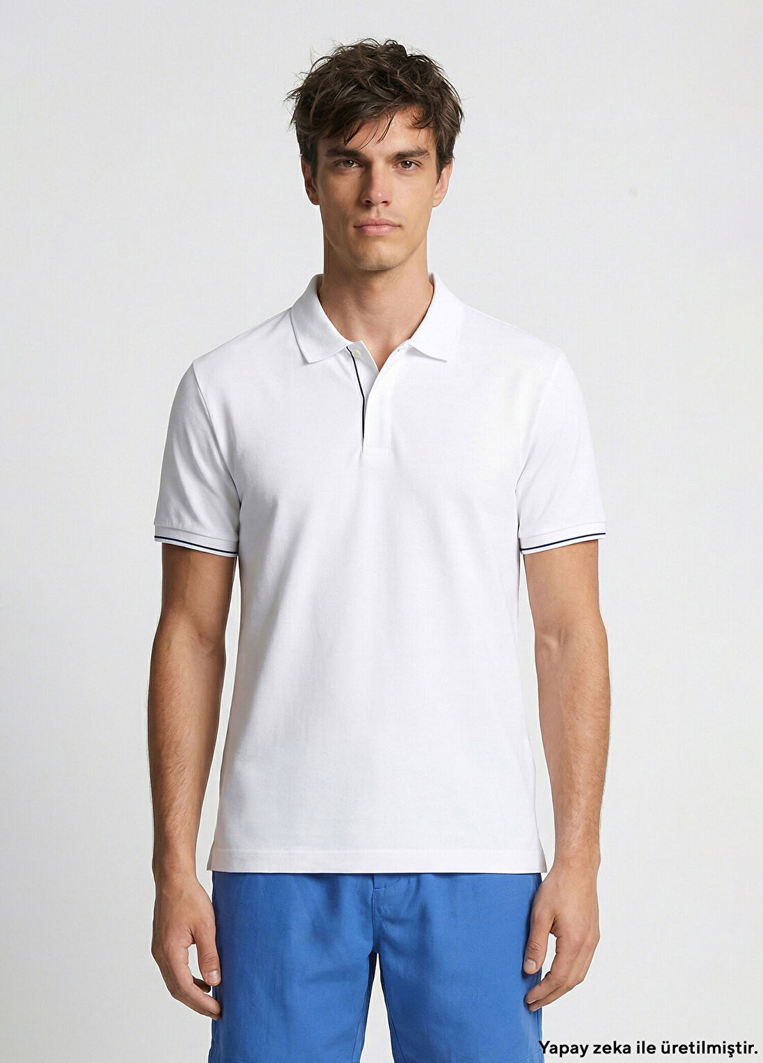 Network Beyaz Polo Yaka Pike T-shirt