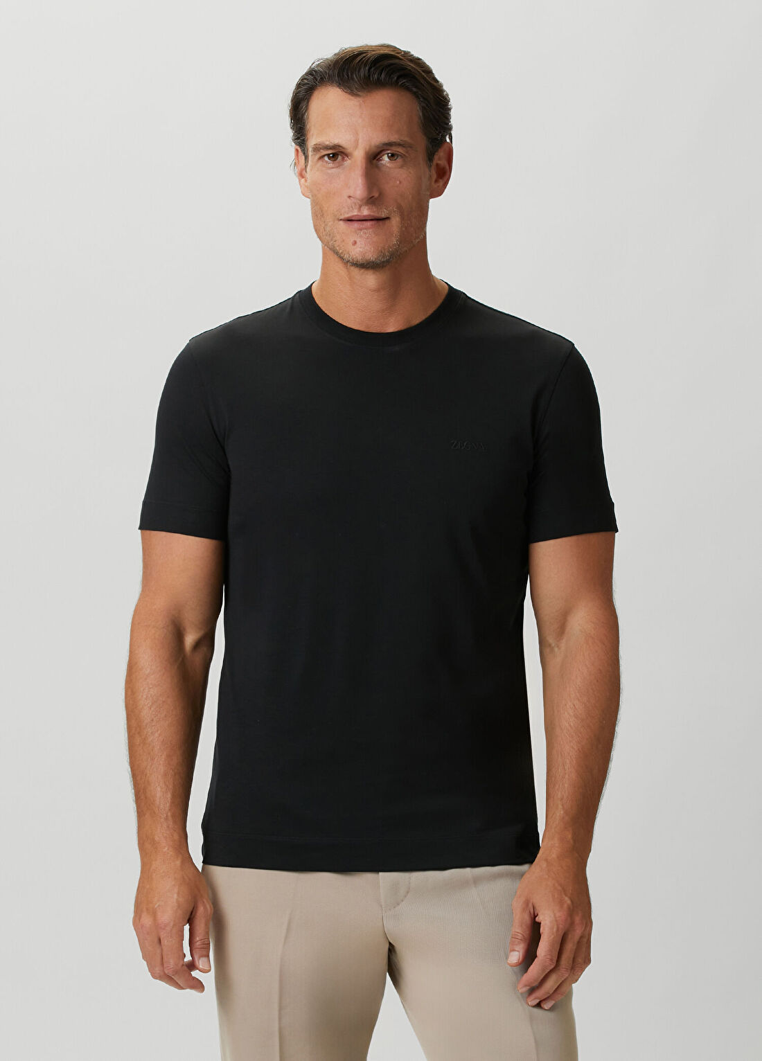 Zegna Siyah Logo Nakışlı T-shirt