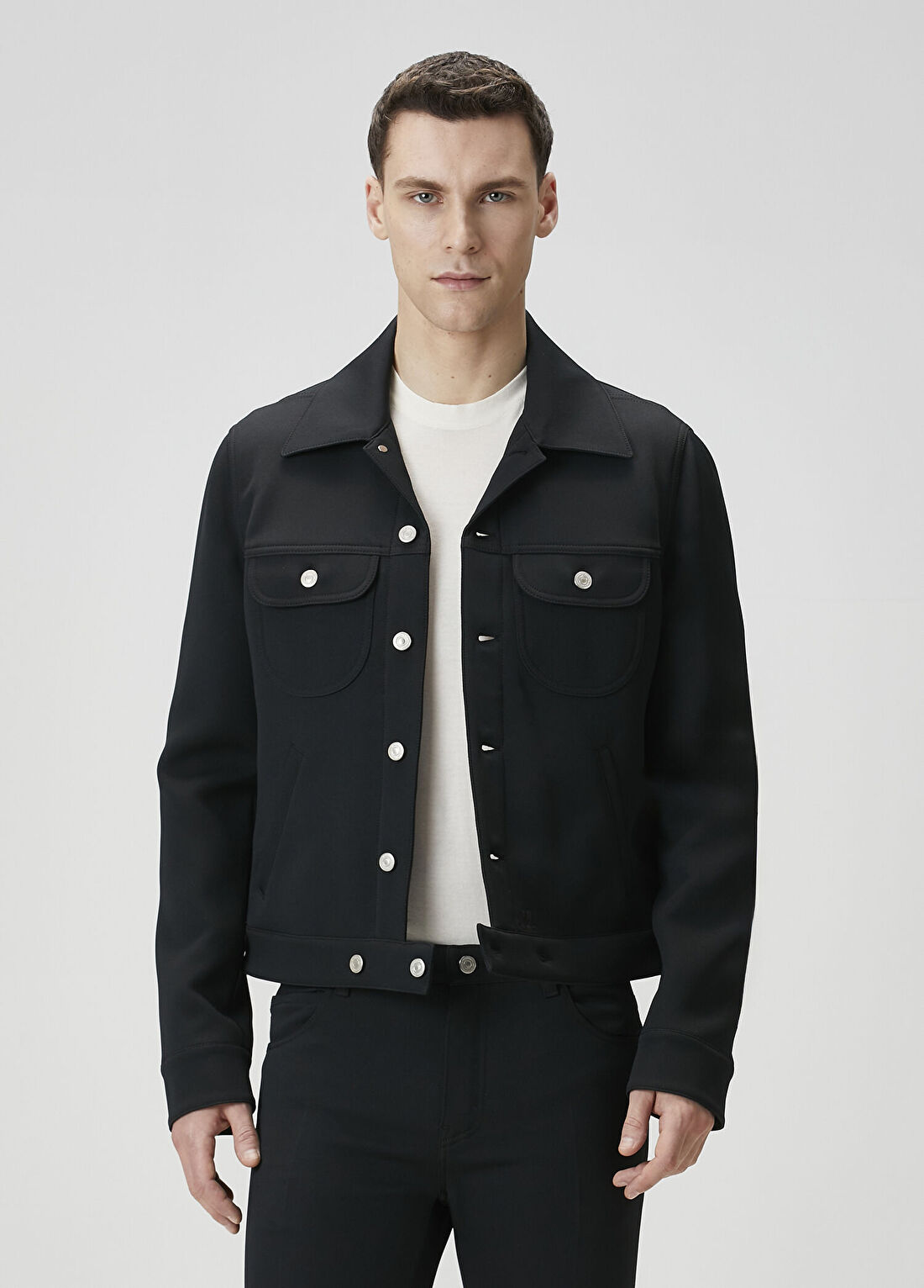Courreges Signature Siyah Twill Trucker Ceket