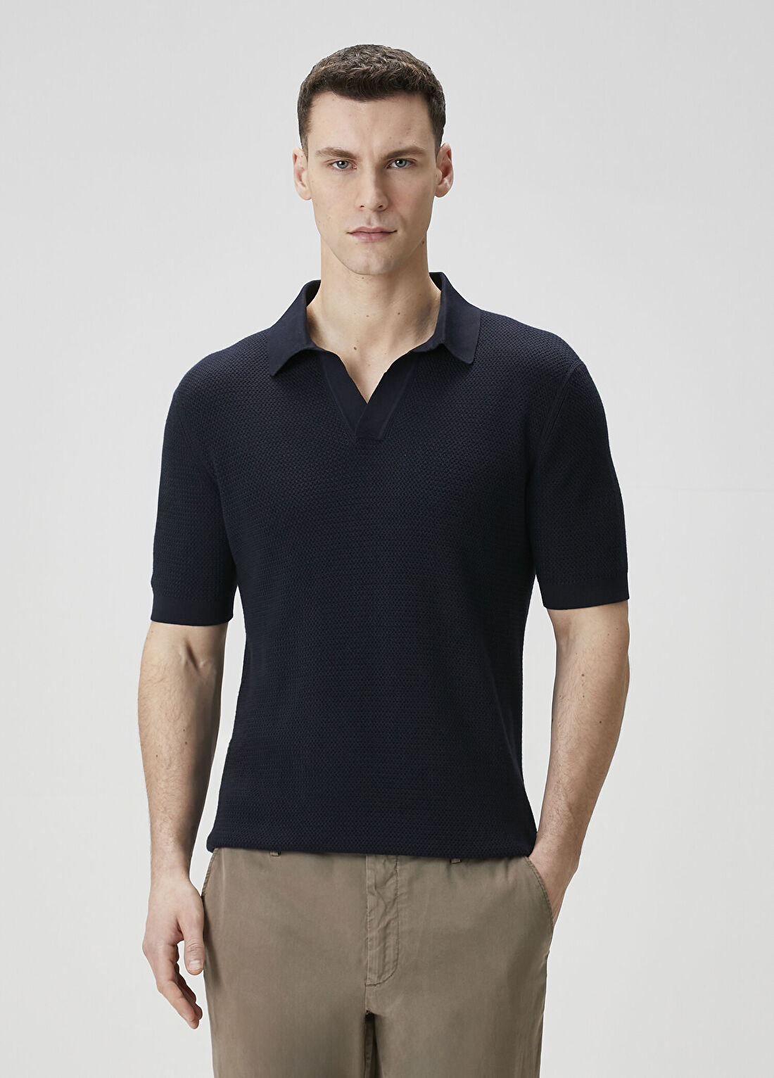 Zegna Lacivert Polo Yaka T-shirt