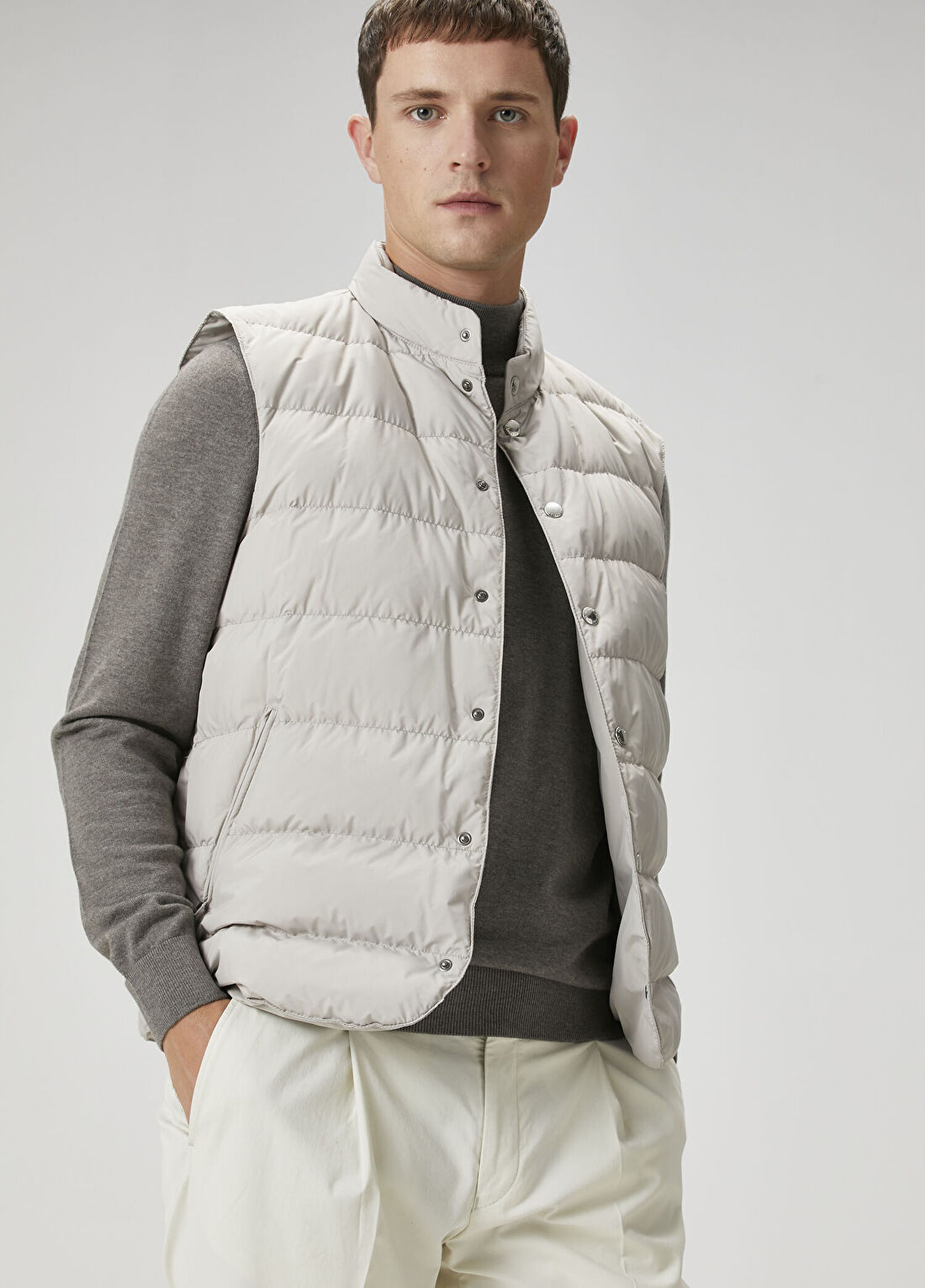 Beymen Collection Bej İnce Kapitone Yelek