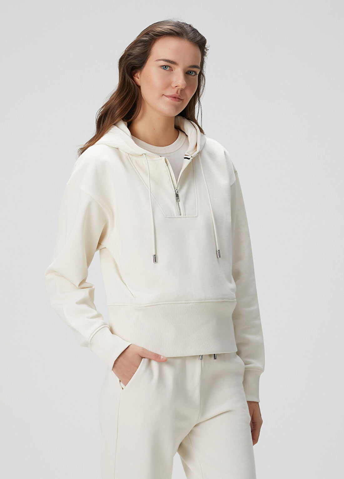 Boss Beyaz Kapüşonlu Sweatshirt