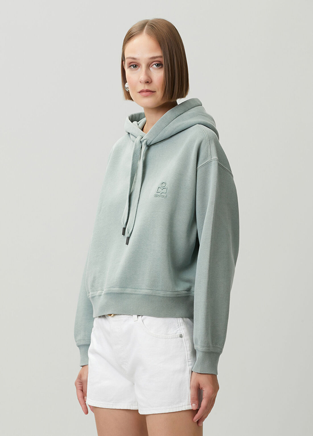 Marant Etoile Salmy Açık Yeşil Kapüşonlu Sweatshirt görsel 3