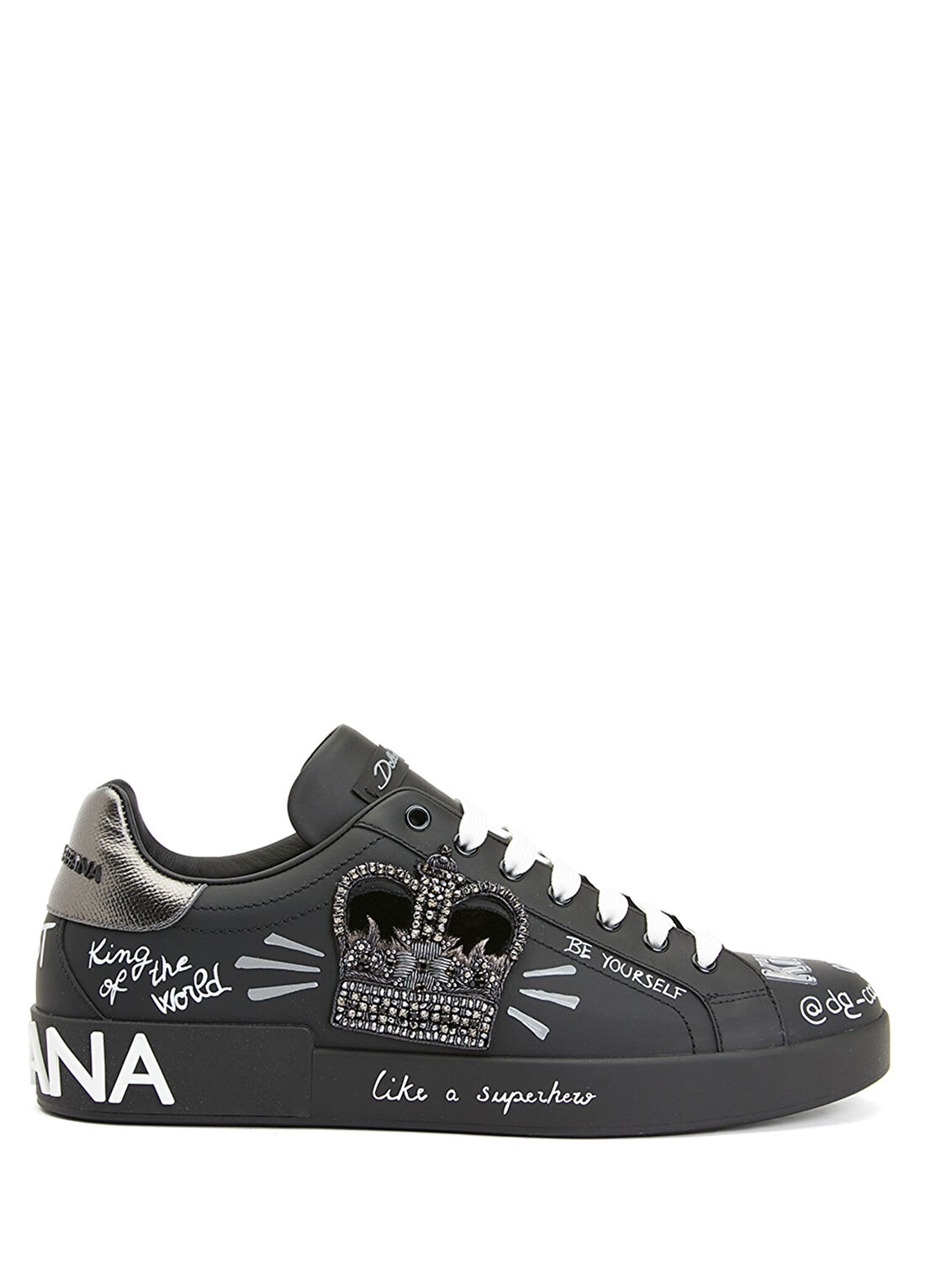 Dolce&Gabbana Siyah Logolu Erkek Deri Sneaker