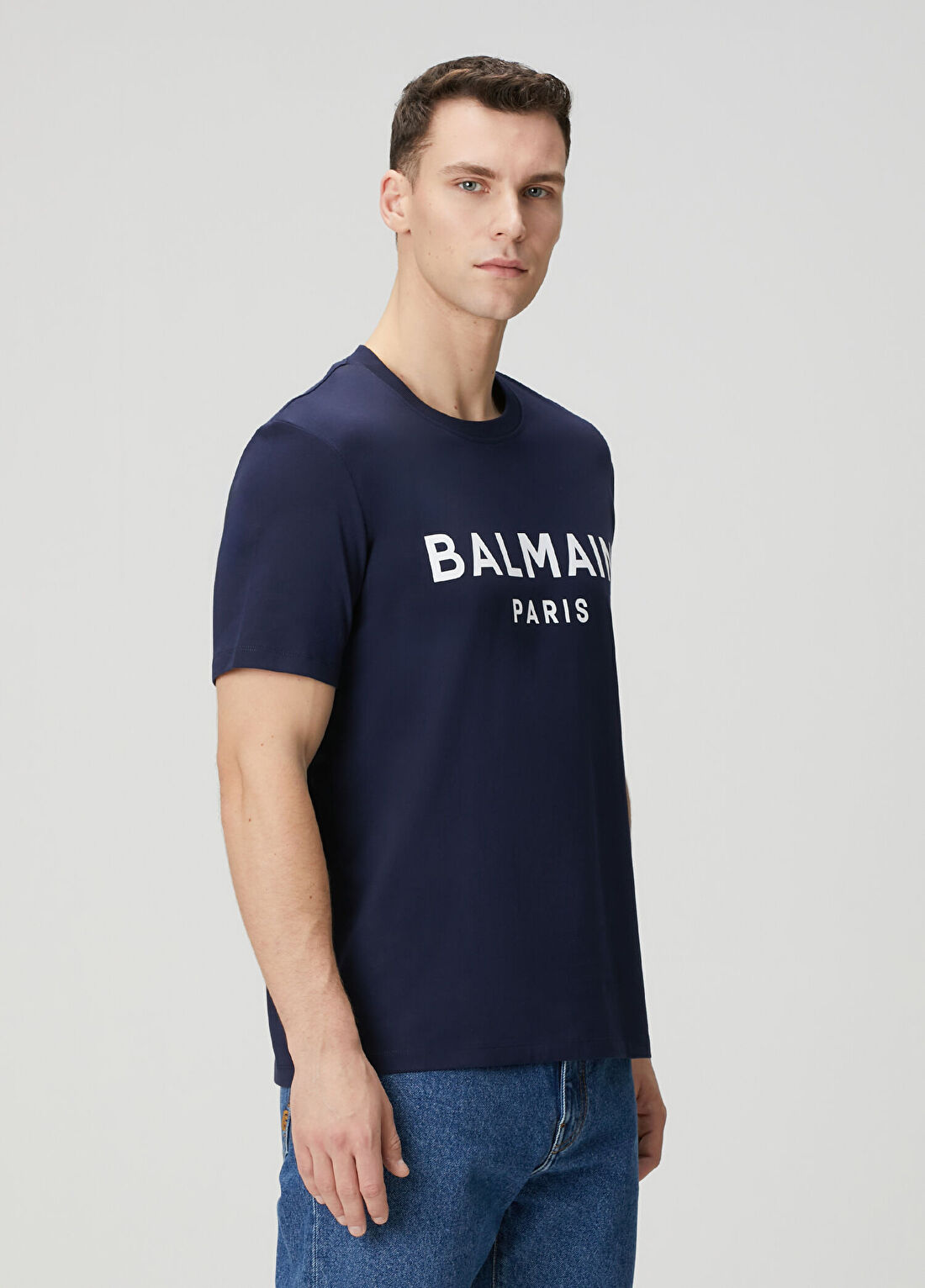 Balmain Lacivert Logo Baskılı T-shirt görsel 3