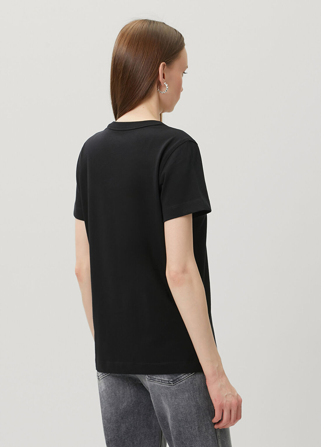 Guess Jersey Boxy Fit Siyah T-Shirt görsel 4