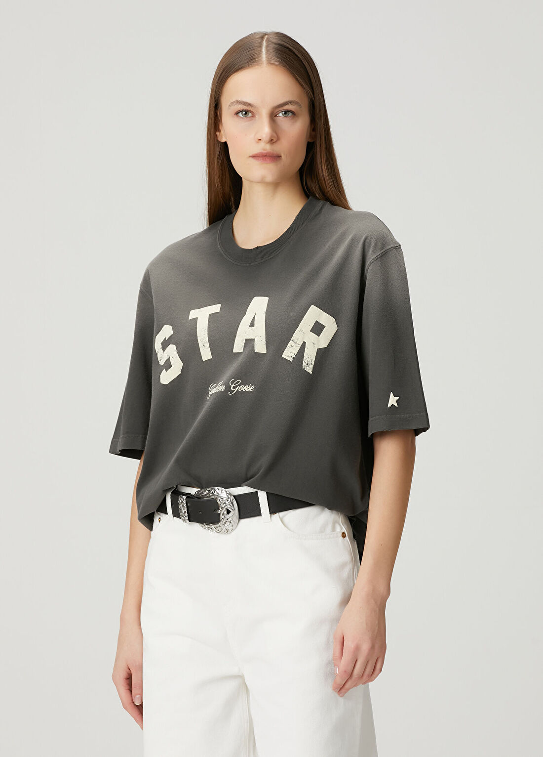 Golden Goose Koyu Gri Basic T-shirt görsel 3
