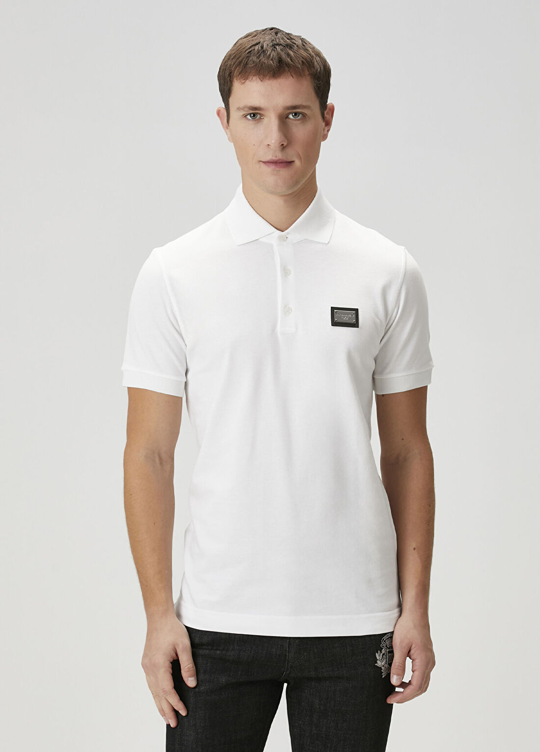 Dolce&Gabbana Beyaz Polo Yaka T-shirt