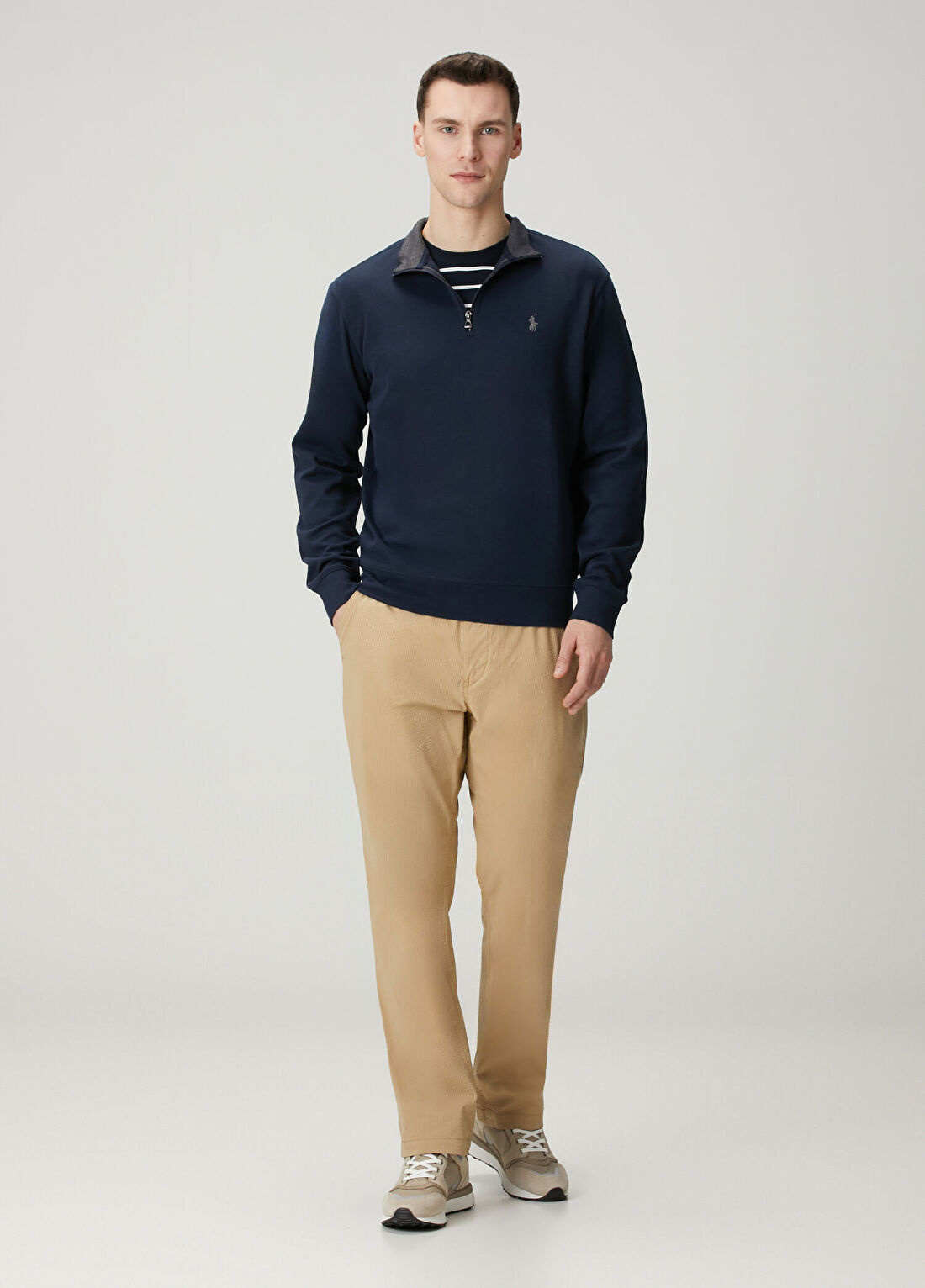 Polo Ralph Lauren Lacivert Yakası Fermuarlı Sweatshirt görsel 2