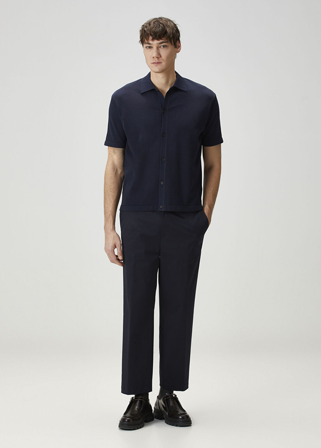 Solid Homme Lacivert Polo Yaka Triko görsel 2