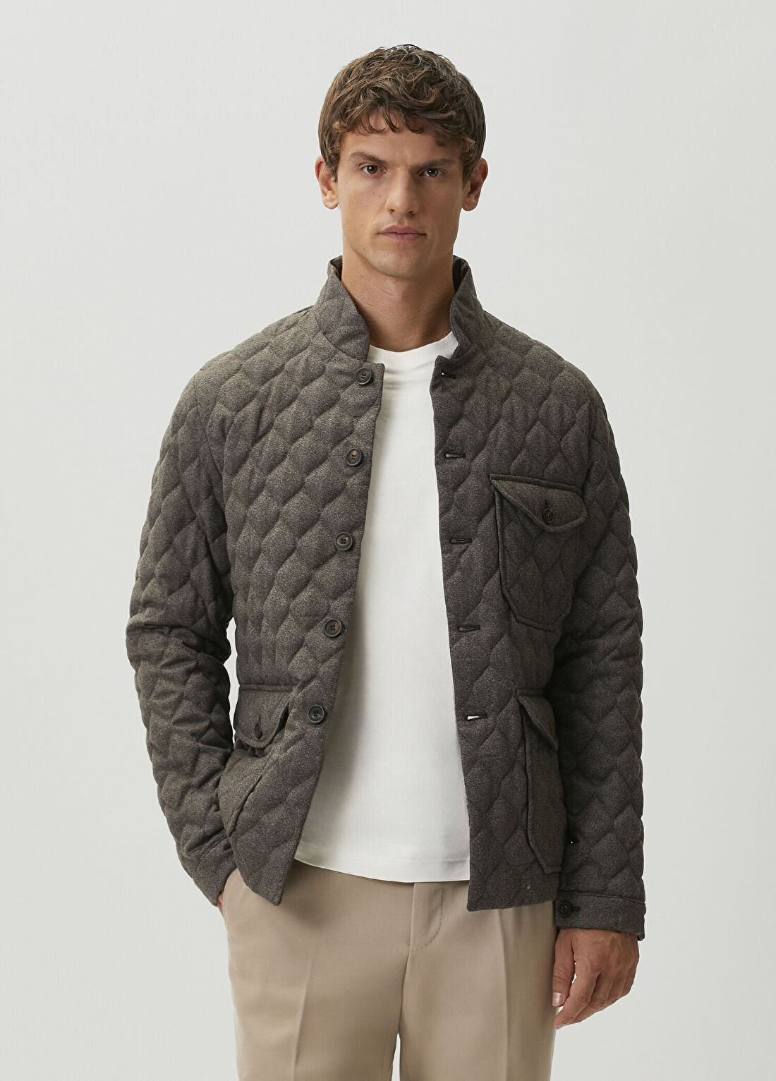 Emporio Armani Koyu Kahverengi Yün Mont