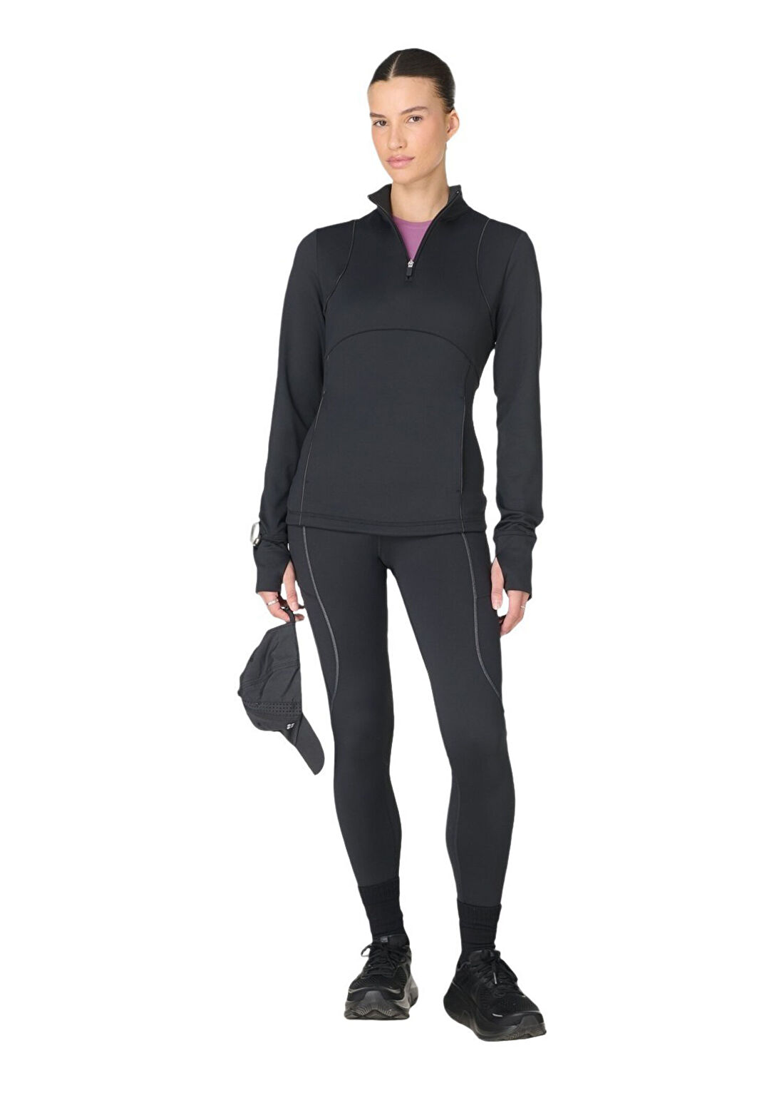 Sweaty Betty Therma Siyah Yarım Fermuarlı Midlayer Uzun Kollu Kadın Sweatshirt görsel 2