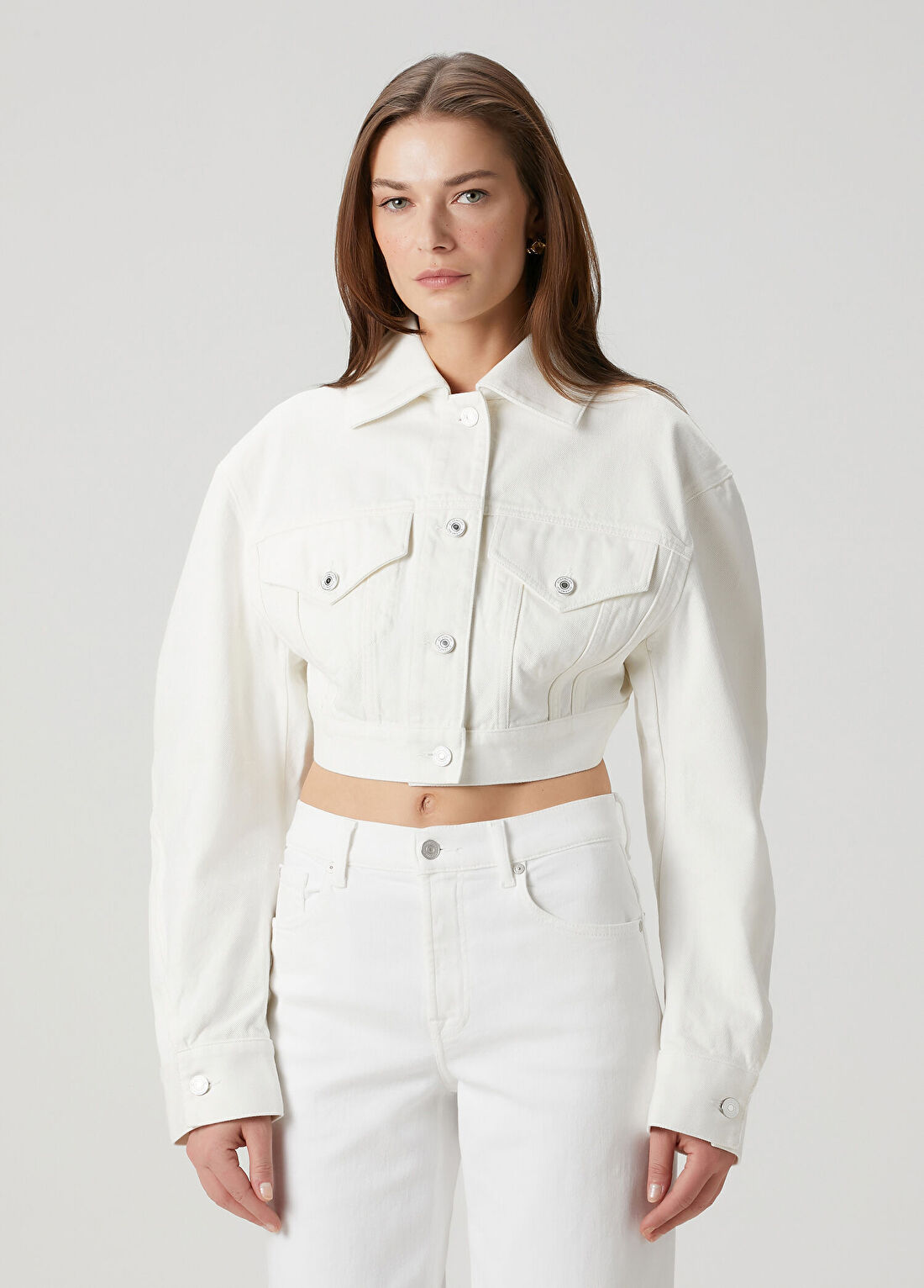 Givenchy Beyaz Crop Denim Ceket