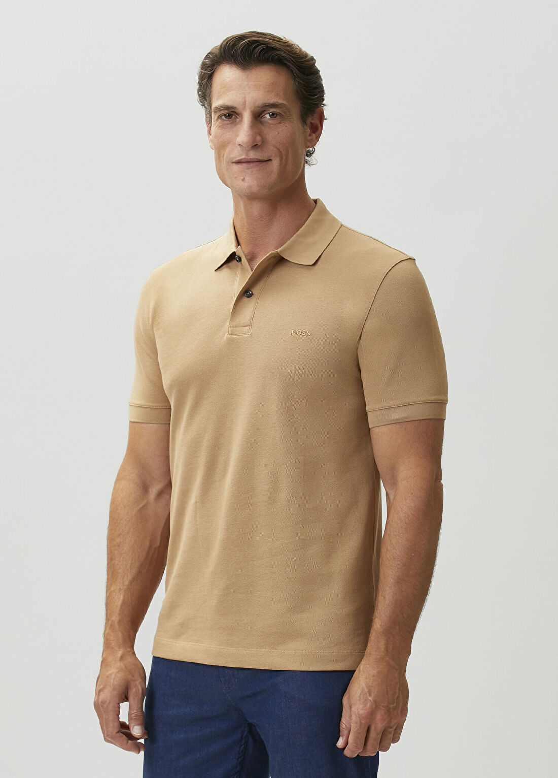Boss Slim Fit Bej Polo Yaka T-shirt