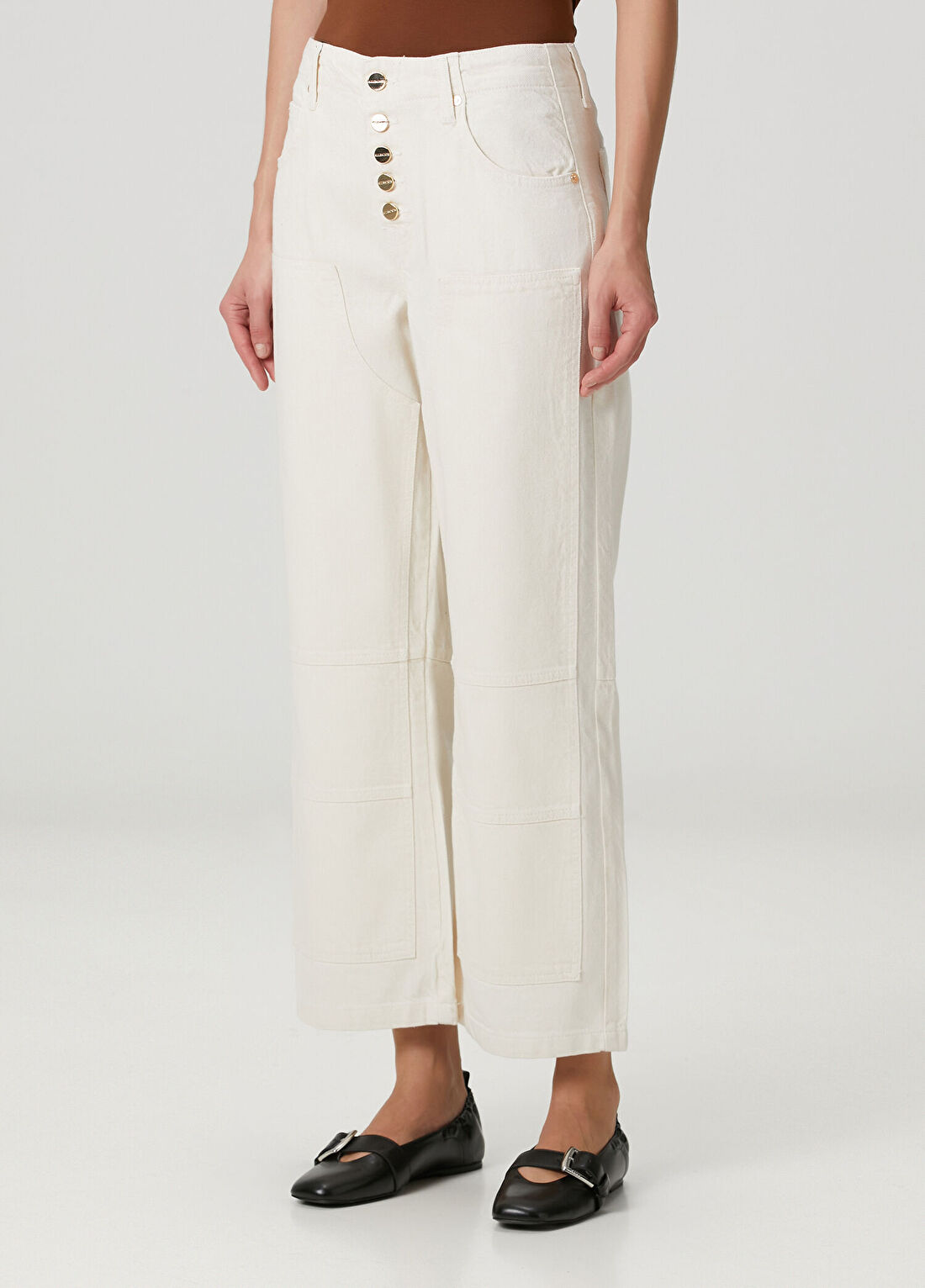 AllSaints Tay Carpenter Ekru Jean Pantolon görsel 3