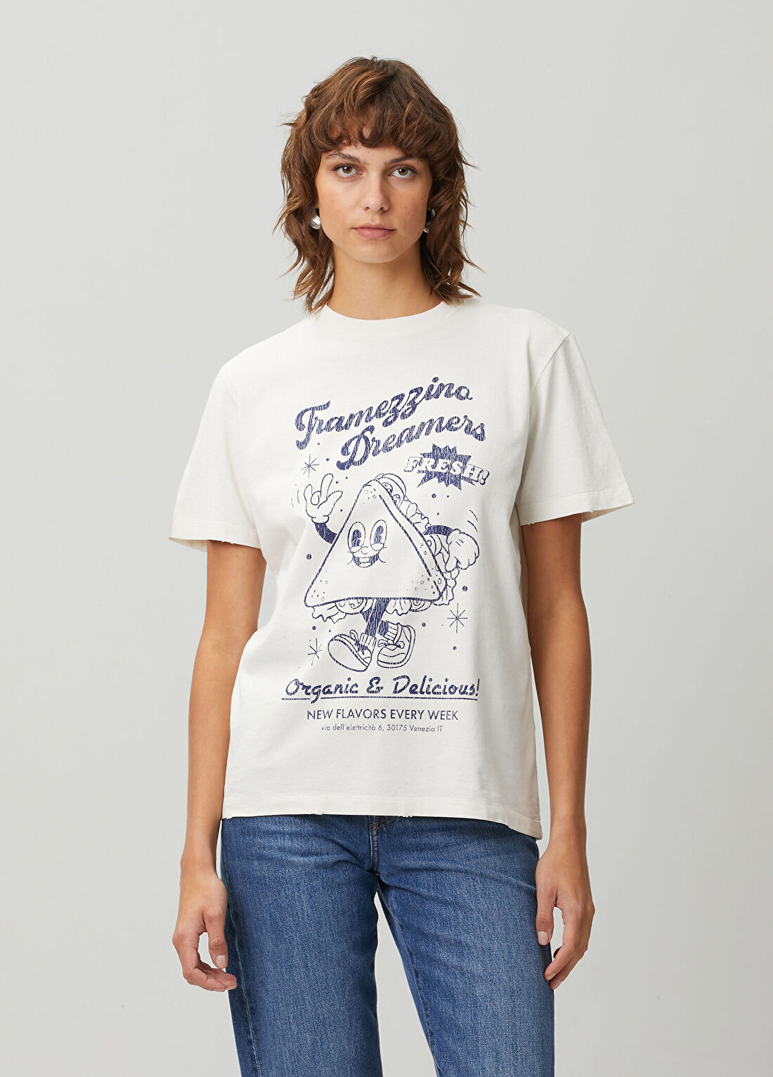 Golden Goose Kırık Beyaz Baskılı T-shirt