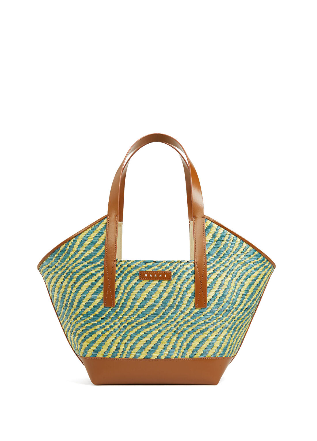 Marni Small Tote Yeşil Desenli Örgülü Kadın Deri Çanta
