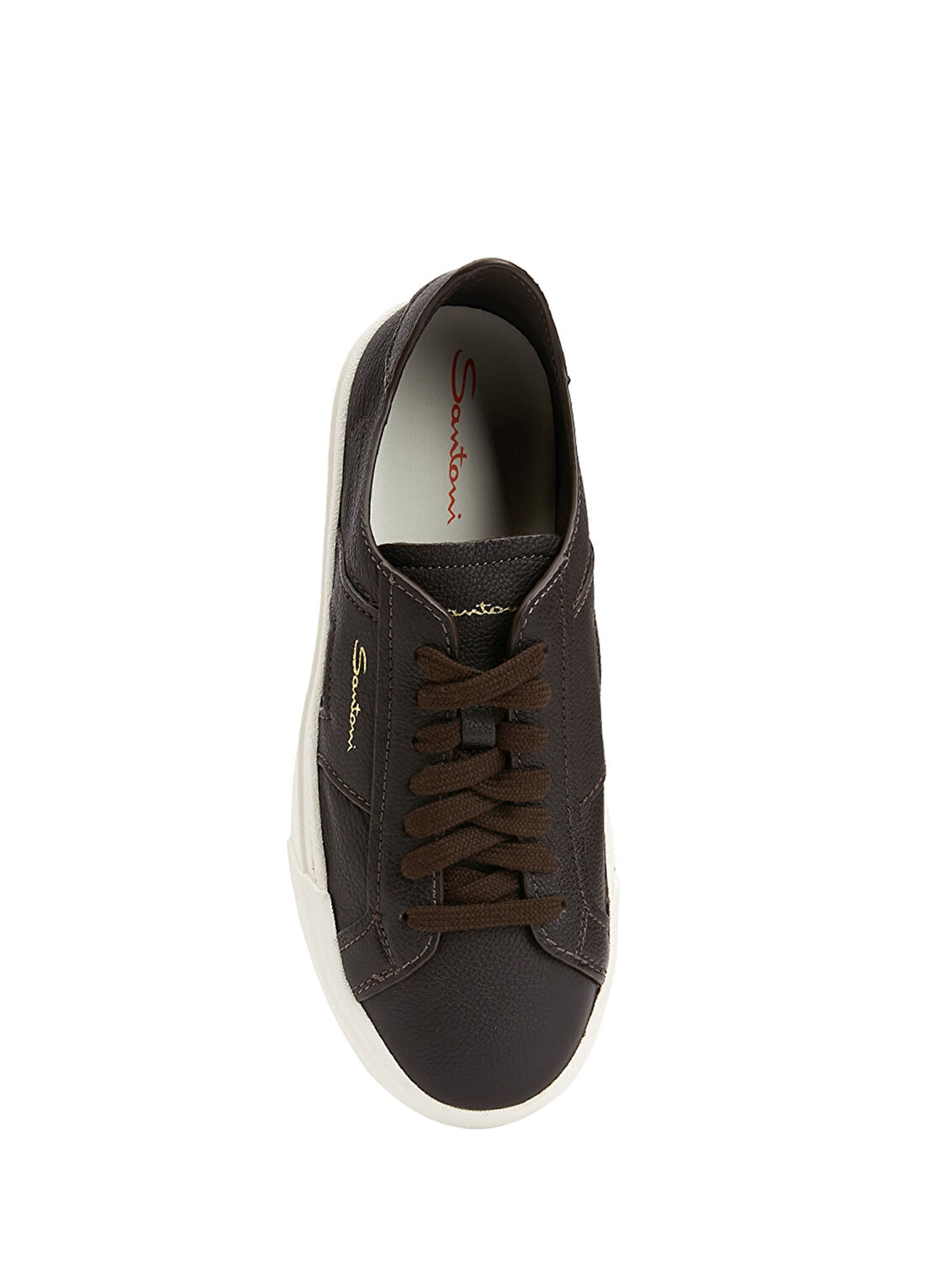 Santoni Kahverengi Erkek Deri Sneaker görsel 4