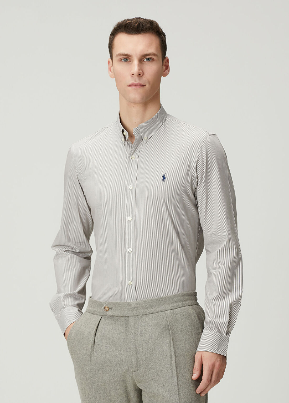 Polo Ralph Lauren Slim Fit Kahverengi Çizgi Desenli Gömlek