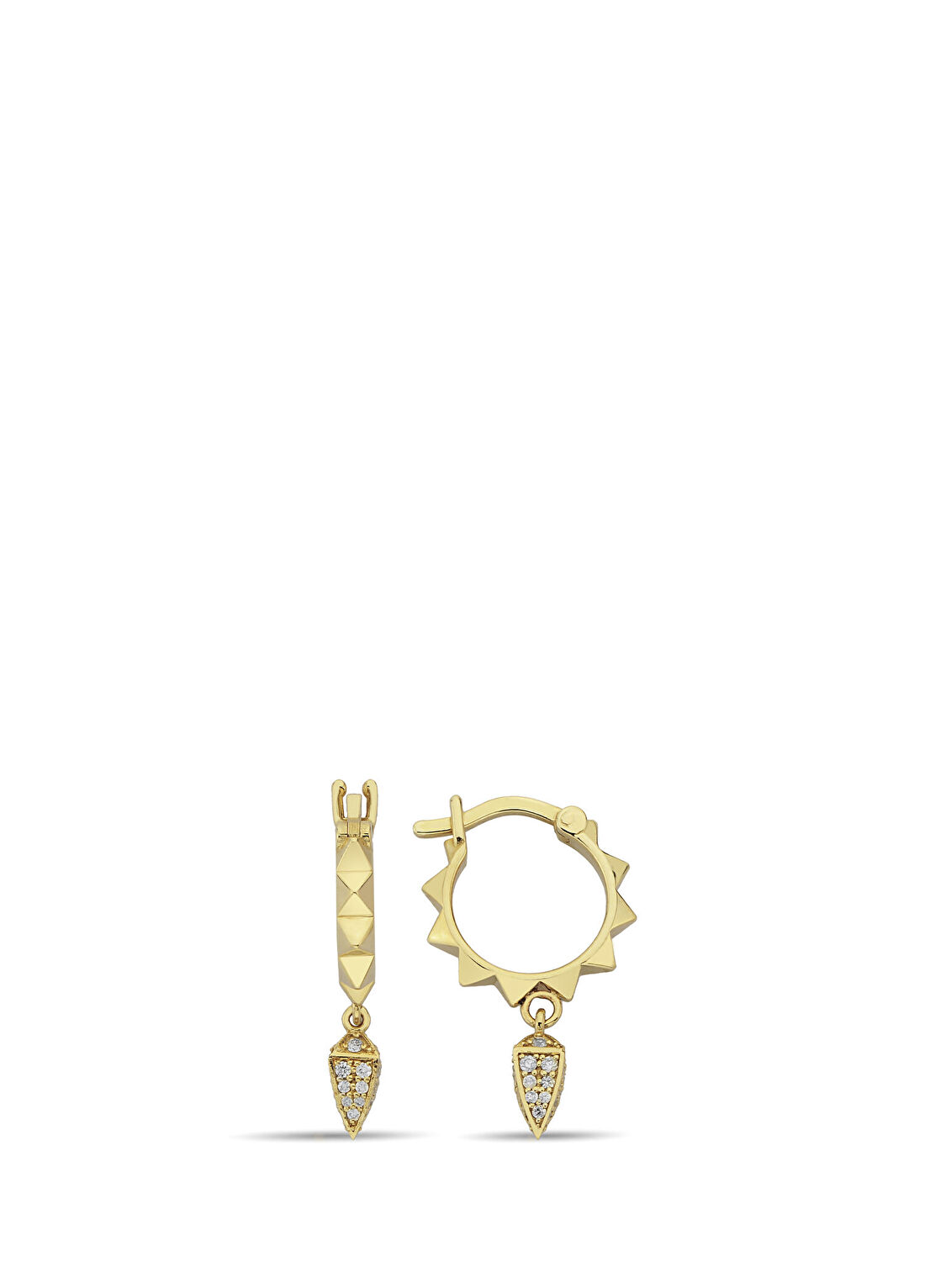 LARİSSA Gold Hoop Full Diamonds Pırlanta Taşlı 14 Ayar Altın Kadın Küpe