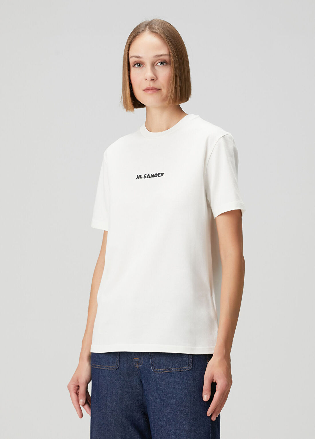 Jil Sander Beyaz Logolu T-shirt