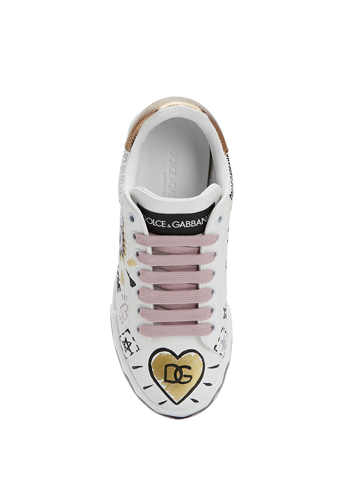 Dolce&Gabbana Portofino Beyaz Gold Kadın Deri Sneaker görsel 4
