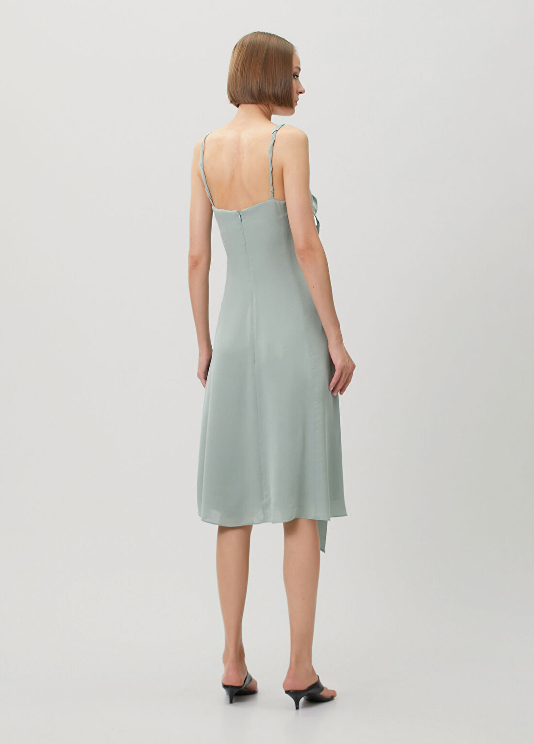 Acne Studios Su Yeşili Midi İpek Elbise görsel 4