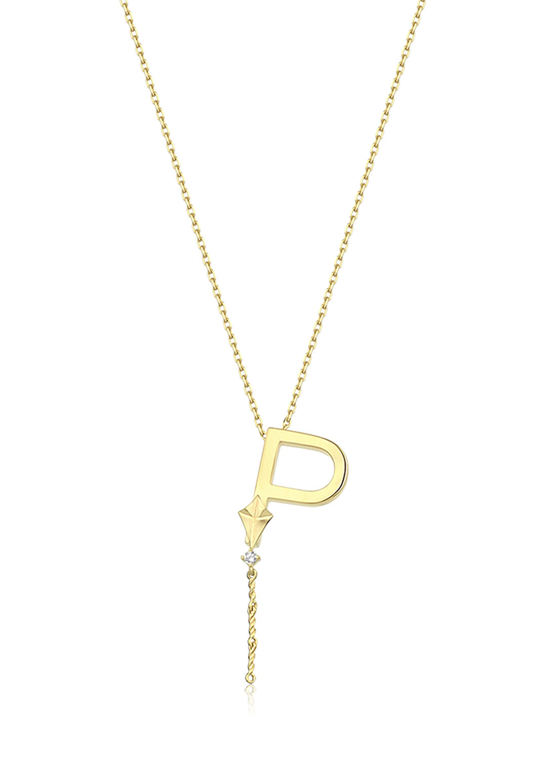 Bendis Design Deniz P Harfi Gold 925 Ayar Gümüş Kadın Kolye