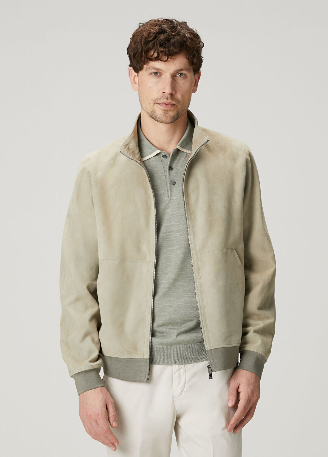 Corneliani Açık Yeşil Süet Mont