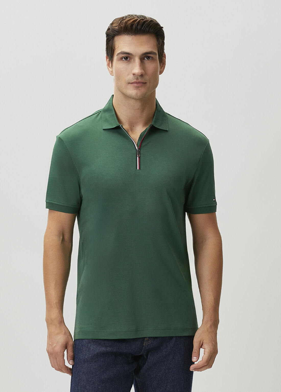 Tommy Hilfiger Regular Fit Yeşil Polo Yaka T-shirt
