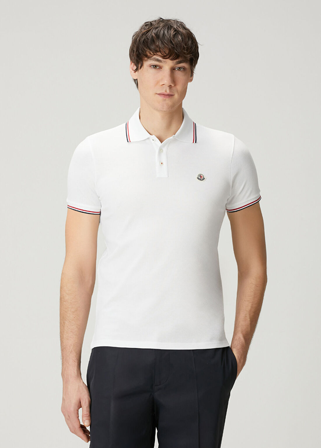 Moncler Beyaz Polo Yaka T-shirt