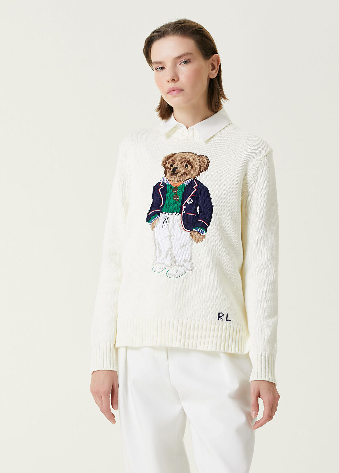 Polo Ralph Lauren Polo Bear Krem Logo Jakarlı Kazak