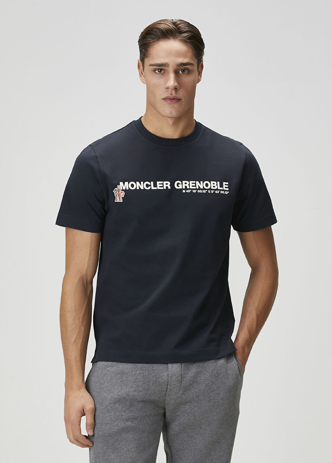 Moncler Grenoble Lacivert Logo Baskılı T-shirt