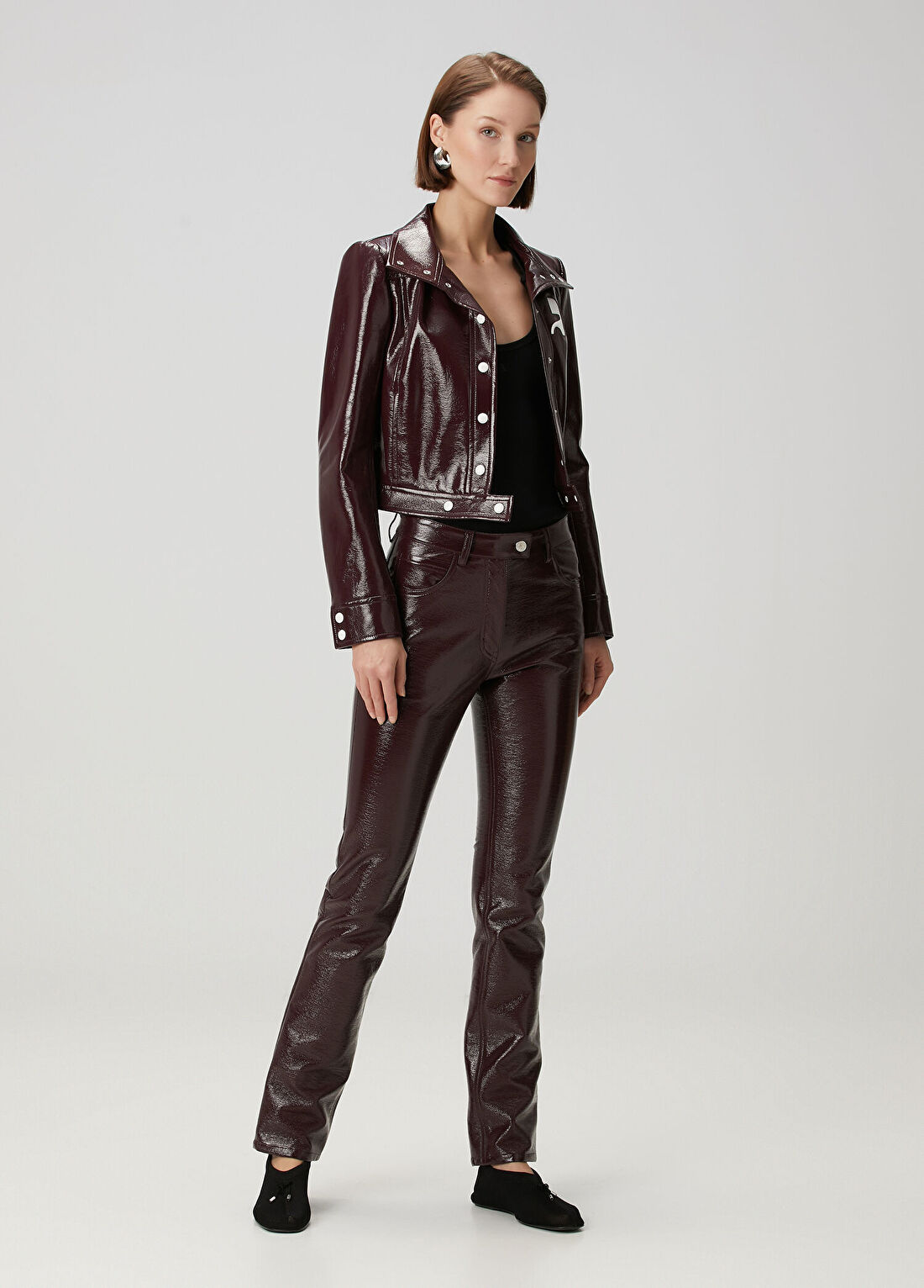 Courreges Reedition Bordo Vinil Pantolon