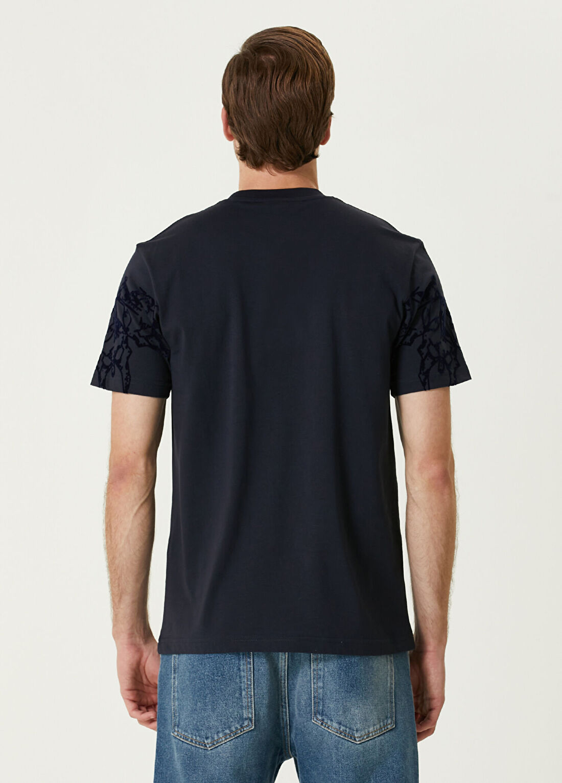 Bernotti Lacivert Omuzu Baskılı T-shirt görsel 4