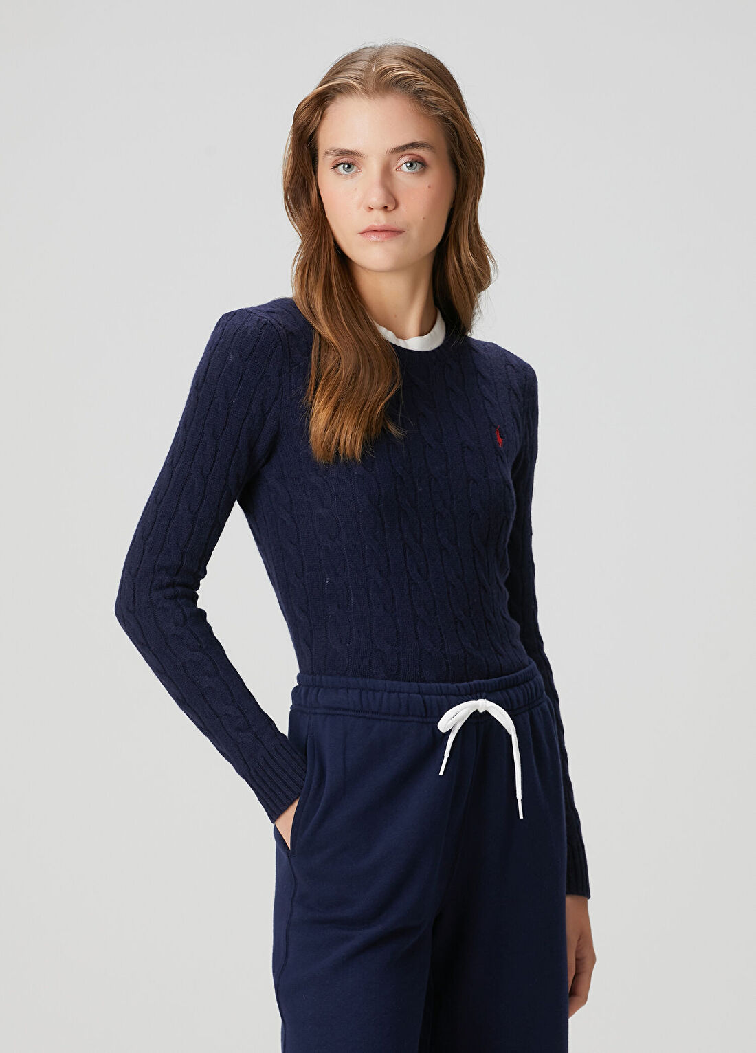 Polo Ralph Lauren Lacivert Saç Örgü Yün Kazak