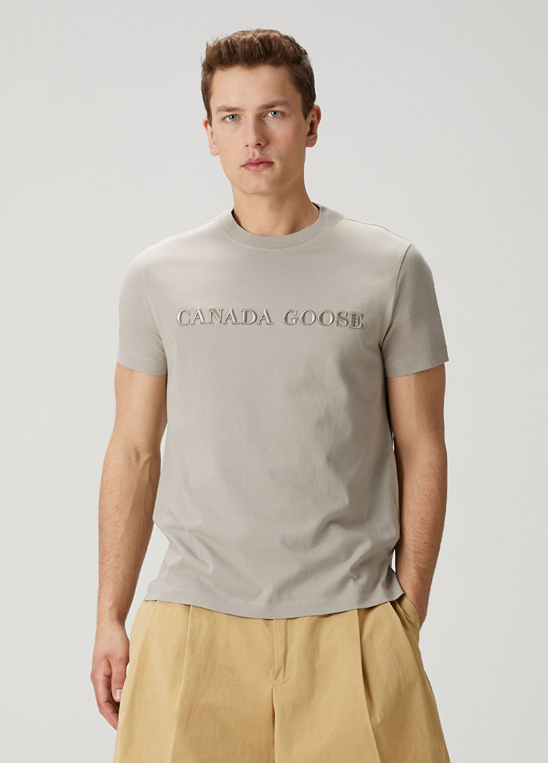 Canada Goose Emersen Bej Logo Nakışlı T-shirt